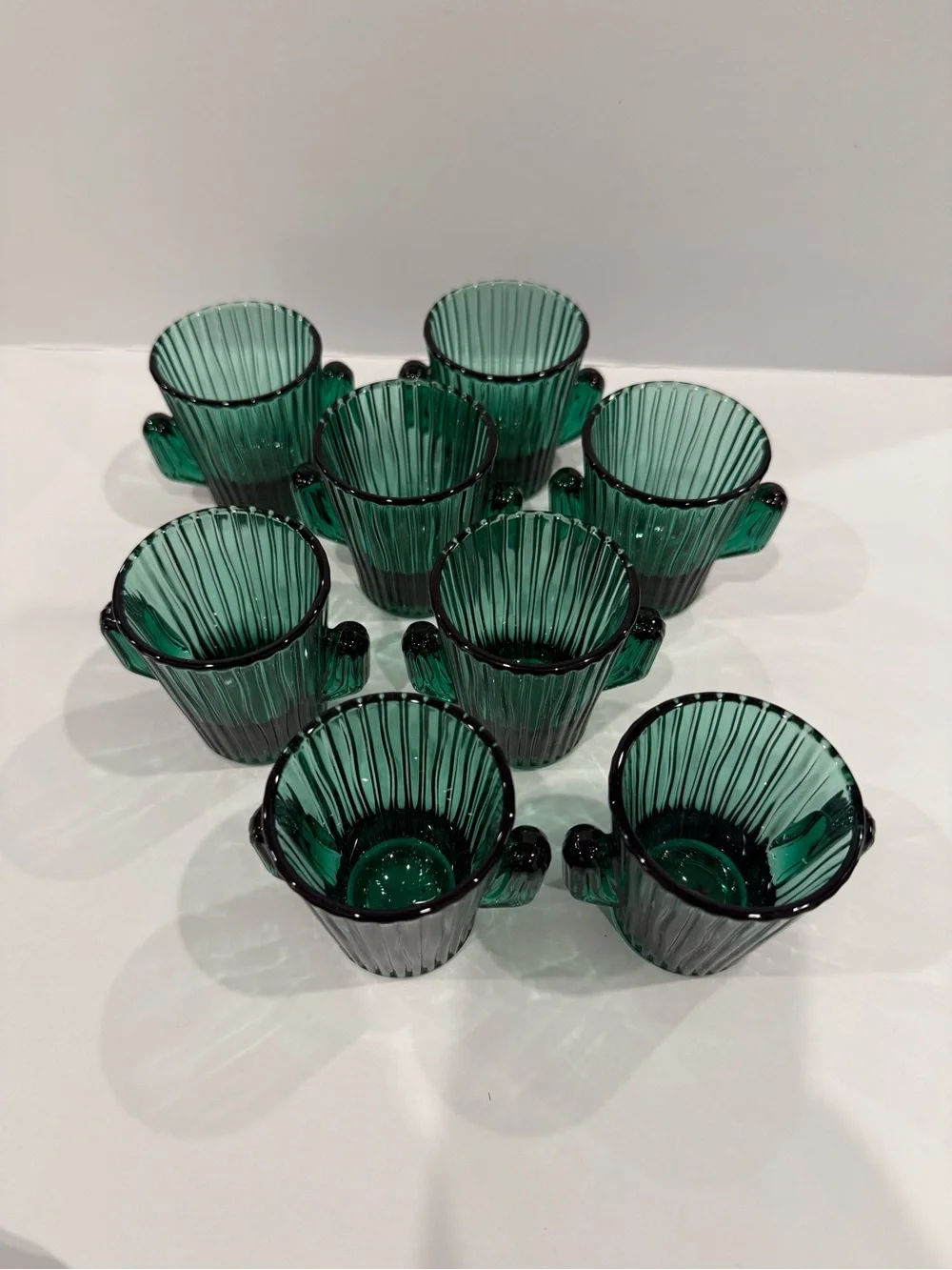 Libbey Deep Green Ribbed Glass Mug with Handle